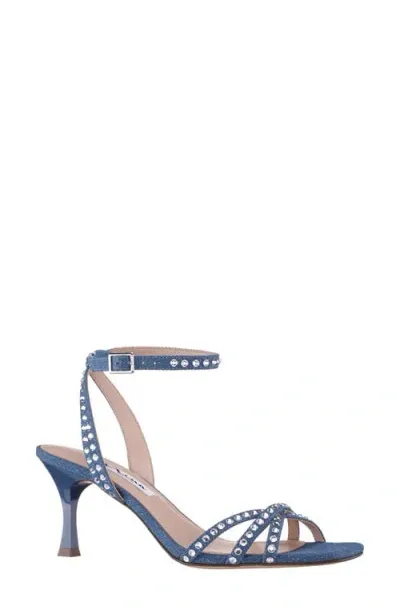 Nina Laura Ankle Strap Sandal In Blue Denim