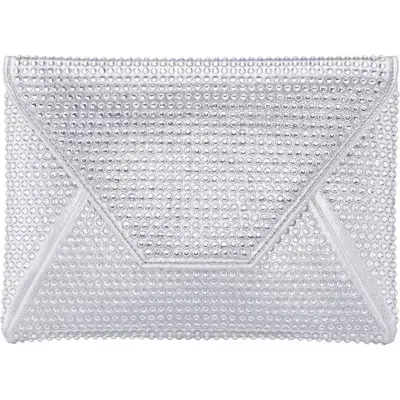 Nina Lorna Embellished Envelope Clutch In Silver