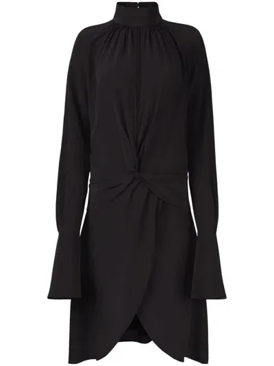 Nina Ricci High-neck Silk Midi Dress In Black