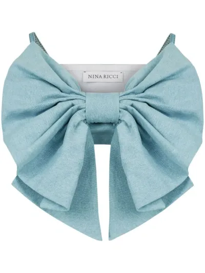 Nina Ricci Oversized-bow Denim Bralette In Blue