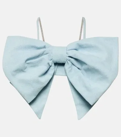 Nina Ricci Bow-detail Denim Bra Top In Baby Blue