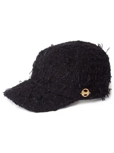 Nina Ricci Charm-detail Tweed Baseball Cap In Black