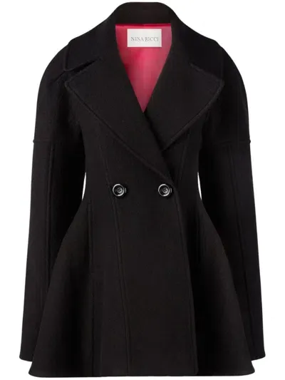 Nina Ricci Double-breasted Flared Coat In Black  