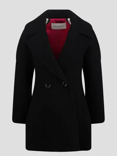 Nina Ricci Double-breasted Flared Coat In Black