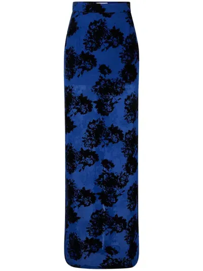 Nina Ricci Floral Print Maxi Skirt In Blue