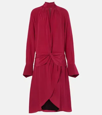 Nina Ricci High-neck Silk Midi Dress In Red