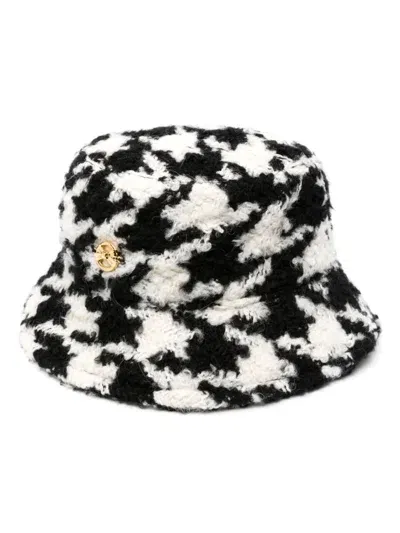 Nina Ricci Houndstooth Bucket Hat In Black  