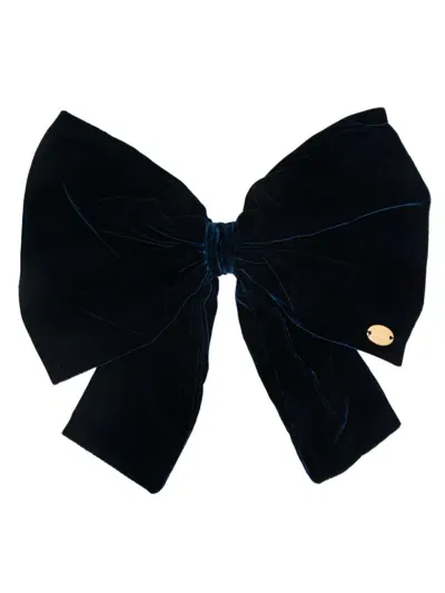 Nina Ricci Logo-plaque Bow Hair Clip In Blue