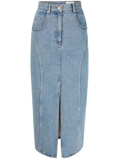 Nina Ricci Long Denim Skirt In Blue