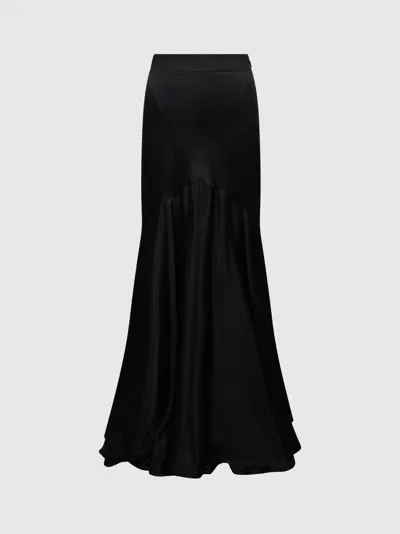 Nina Ricci Long Satin Skirt In Black