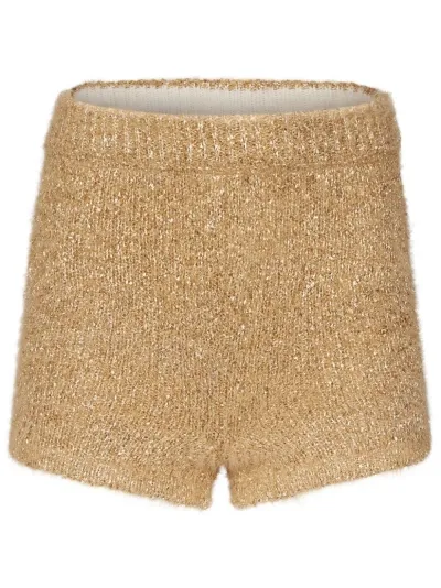 Nina Ricci Neutral Metallic Knitted Shorts In Neutrals