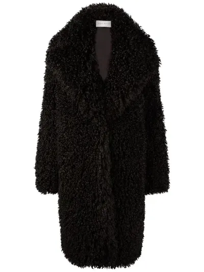 Nina Ricci Faux-fur Oversized Coat In Schwarz