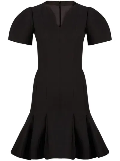 Nina Ricci Peplum-hem Wool Dress In Black  