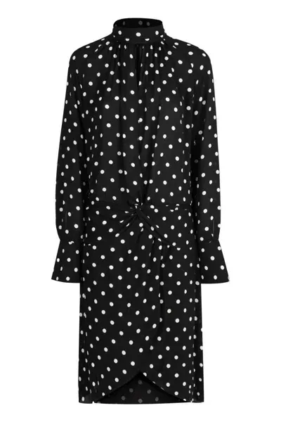 Nina Ricci Polka-dot Gathered Midi Dress In Bunt