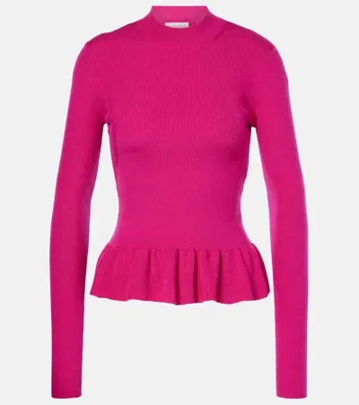 Nina Ricci Ruffled Wool-blend Sweater In Pink