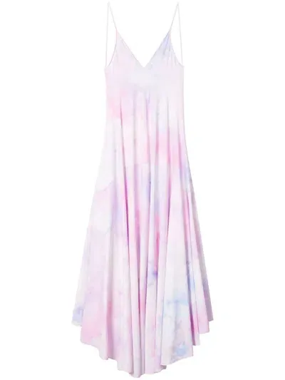 Nina Ricci Printed Fluid Jersey Long Dress In Pastel