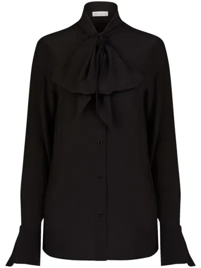 Nina Ricci Pussy-bow Silk Shirt In Black