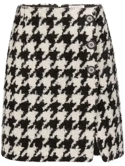 Nina Ricci Houndstooth Mini Skirt In Black  