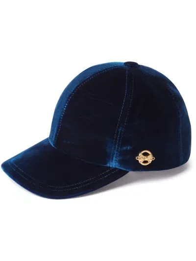 Nina Ricci Velvet Baseball Cap In Blue