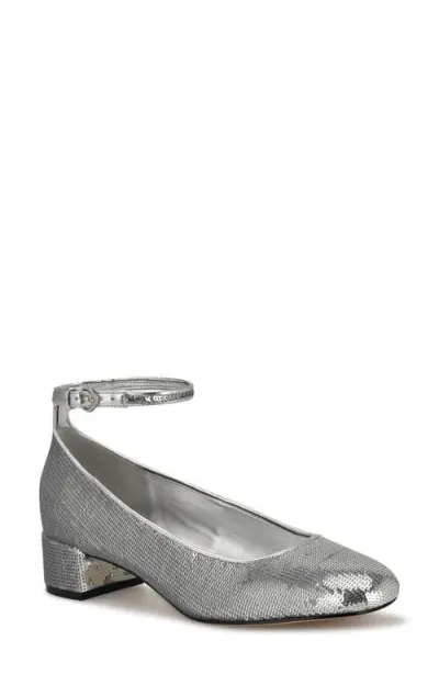 Nine West Amaize Ankle Strap Pump In Silver