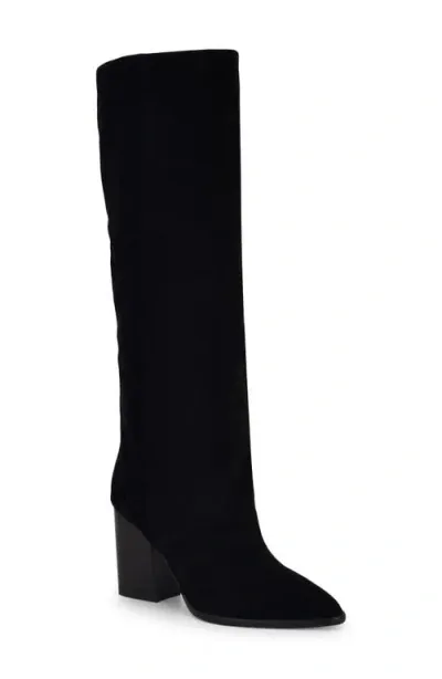 Nine West Chicke Pointed Toe Knee High Boot In Black Suede