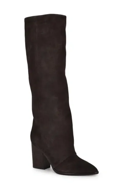 Nine West Chicke Pointed Toe Knee High Boot In Dark Brown Suede