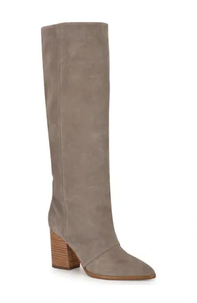 Nine West Chicke Pointed Toe Knee High Boot In Taupe Suede