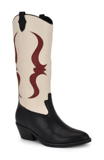 Nine West Cwyft Western Boot In Ivory Black