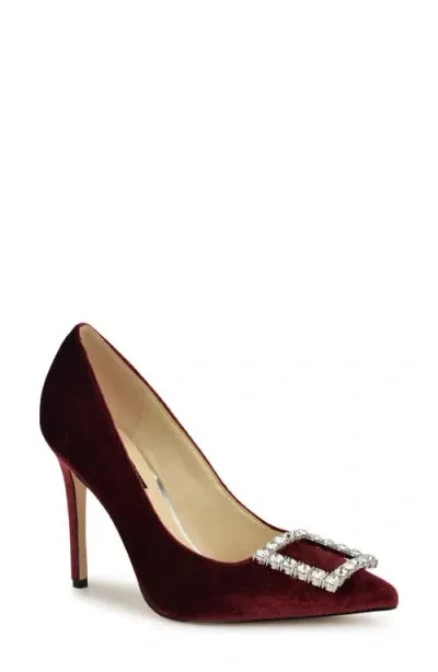 Nine West Franny Pointed Toe Pump In Dark Red