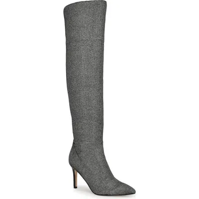 Nine West Fredy Pointed Toe Over The Knee Boot In Silver Glitter