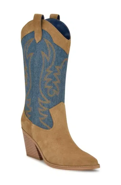 Nine West Keeks Western Boot In Medium Blue