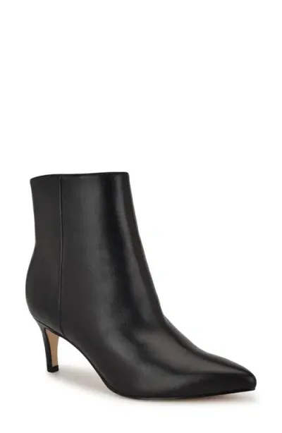 Nine West Sheebra Pointed Toe Bootie In Black Leather