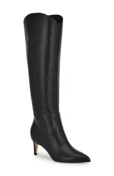 Nine West Sirena Pointed Toe Knee High Boot In Black