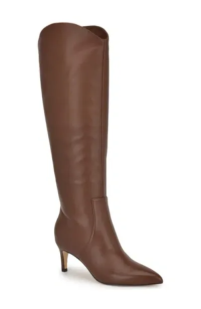 Nine West Sirena Pointed Toe Knee High Boot In Medium Brown