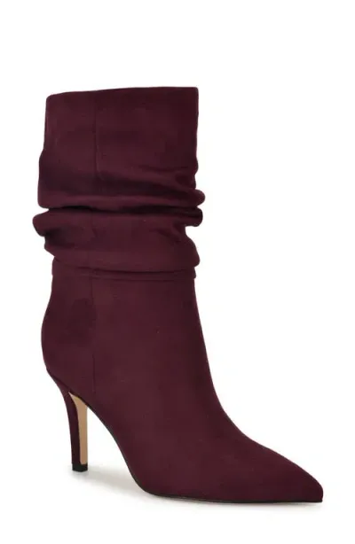 Nine West Slouch Pointed Toe Bootie In Burgundy