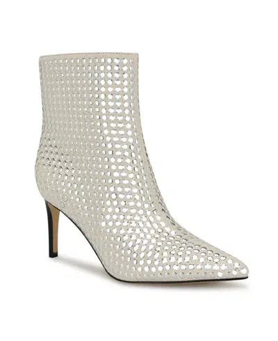 Nine West Women's Kepord Stiletto Heel Ankle Dress Booties In Cream Studded