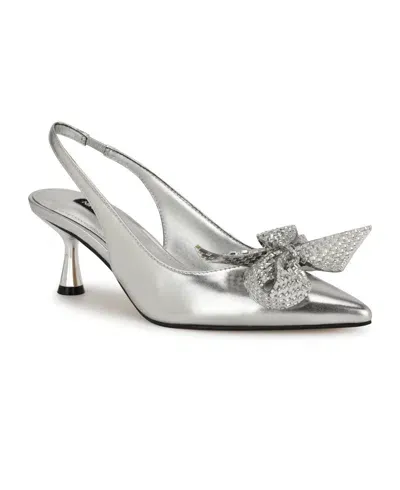 Nine West Rills Pointed Toe Slingback Pump In Silver