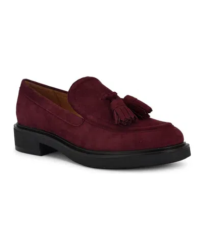 Nine West Women's Roker Slip-on Round Toe Casual Loafers In Burgundy Suede