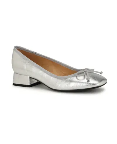 Nine West Women's Saruh Square Toe Slip-on Dress Pumps In Silver