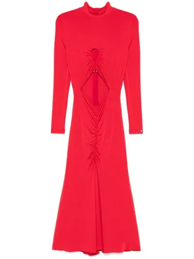 Nissa Cut Out-detail Midi Dress In Red