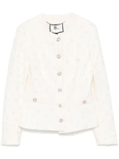 Nissa Embroidered Jacquard Jacket In White