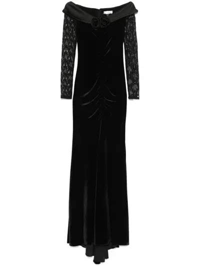 Nissa Velvet Maxi Dress In Black