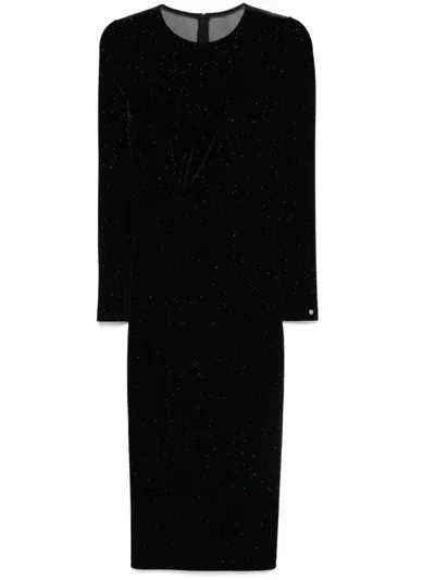 Nissa Velvet Midi Dress In Black