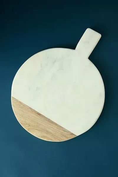 Nkuku Bwari Round Marble Serving Board In Neutral