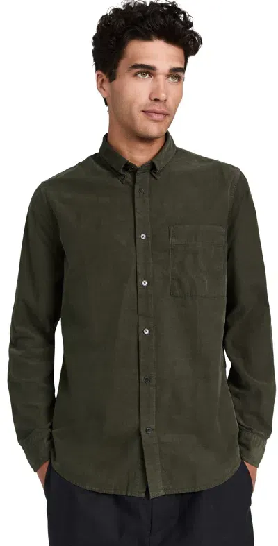 Nn07 Cohen 5972 Button-down Collar Cotton-twill Shirt In Green