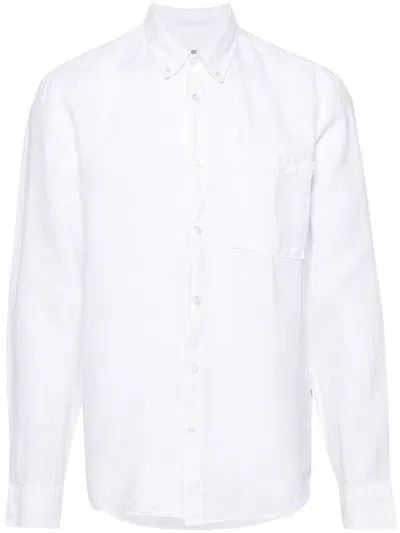 Nn07 Arne Button-down Collar Linen Shirt In White