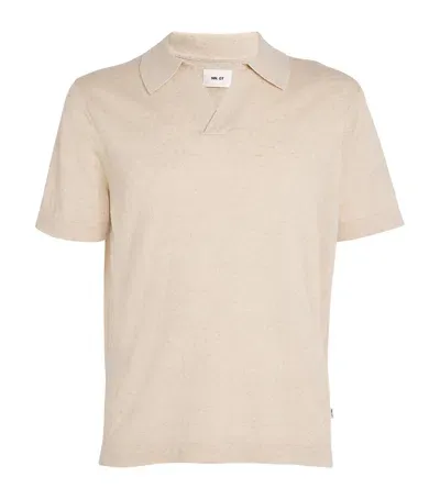 Nn07 Cotton-linen Blend Polo Shirt In Beige