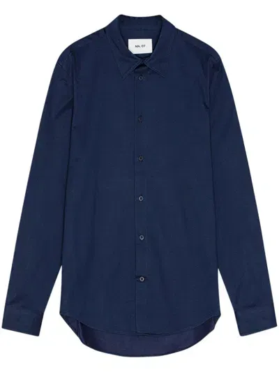 Nn07 Elian Poplin Shirt In Blue