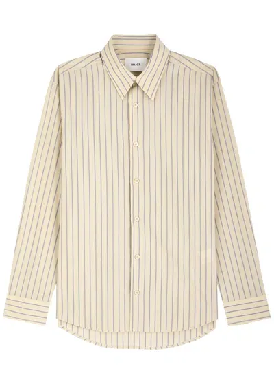 Nn07 Quinsy Stripe-print Cotton Shirt In Beige