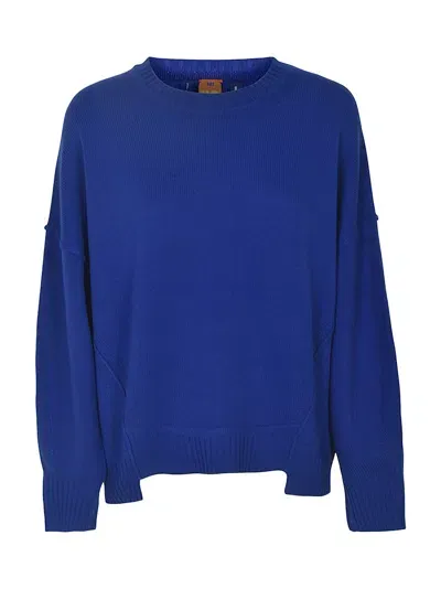 No Name Crewneck Plain Knit Sweater In Blue